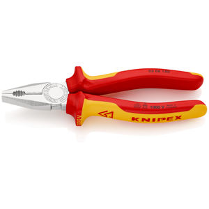 Pince combinée KNIPEX 03 06 180 isolée avec poignées multi-composants, testée VDE, chromée, 180 mm - Product Image 1