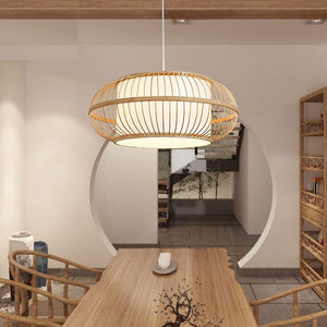 โคมไฟแขวนไม้ไผ่ทรงกลม E27 สีทอง สำหรับห้องนั่งเล่น ห้องน้ำชา - Product Image 3