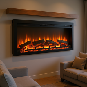 Chimenea Eléctrica Empotrable de Pared de 44 Pulgadas con Control Remoto, Llama de Imitación, Luz LED y Calefactor - Product Image 2