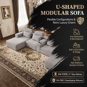 [Stock US] Canapé sectionnel moderne en velours en forme de U - <span class=keywords><strong>Ensemble</strong></span> de salon 3 pièces Expédition domestique aux États-Unis MOQ : 1 <span class=keywords><strong>ensemble</strong></span> - Product Image 1