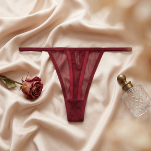 Tanga de malla transparente sexy para mujer al por mayor, lencería de tiro bajo con tirantes finos, transpirable, transparente, tallas grandes, ropa interior para mujer - Product Image 2