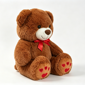Customized Brown teddy bear plush, <b>Red</b> <b>bow</b> teddy bear, Heart paw teddy bear - Product Image 6