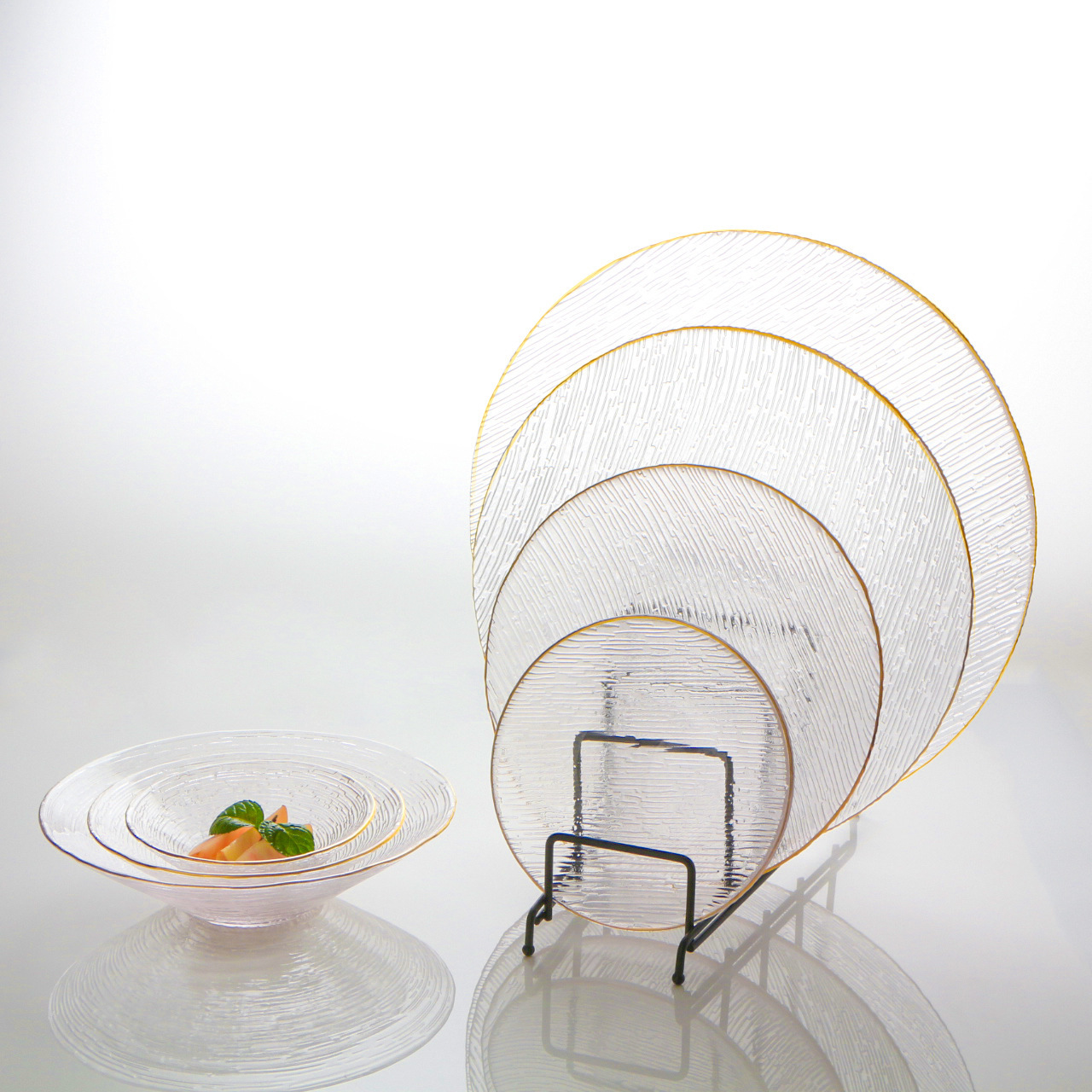 Plaque transparente avec bord doré