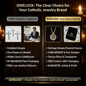Collar con Colgante <span class=keywords><strong>de</strong></span> <span class=keywords><strong>la</strong></span> <span class=keywords><strong>Virgen</strong></span> María en Relieve 3D Personalizado GIVELUCK, Joyería Religiosa Católica con Camafeo <span class=keywords><strong>de</strong></span> Santos para Venta al por Mayor, Joyería Personalizada - Product Image 4