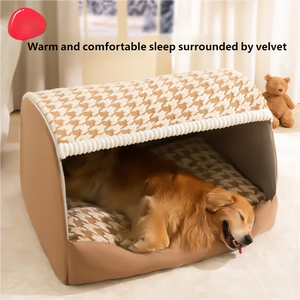 Grensoverschrijdende Herfst Winter Grote Hond Solide Milieuvriendelijke Kennel Diepe Slaap Huisdier Huis Knoopsluiting Voor Woonkamer Grote Rassen - Product Image 5