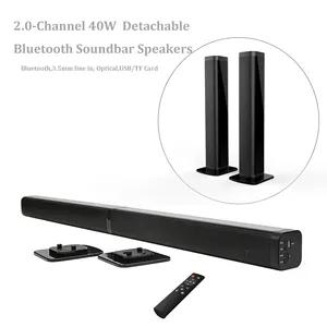 2.0CH Detachable Ultra-dünne TV soundbar mit 180W maximale ausgang power Wireless sound bar für heimkino