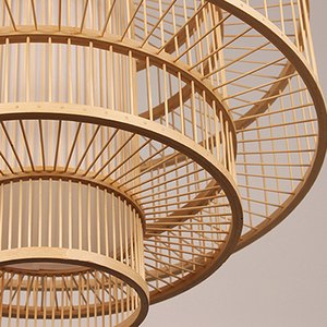 Thời trang lớn tự nhiên mây tre Đèn bóng râm Mặt dây chuyền handwoven LED Tường Đèn cho khách sạn nhà hàng phòng ngủ phong cách LED - Product Image 6