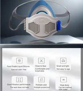 Masker Respirator silikon KN95, dapat digunakan kembali setengah wajah tahan lama & masker debu penggunaan industri Gas kimia cat semprot Gerinda Las tambang - Product Image 2