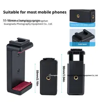 Support de trépied pour téléphone avec griffe porte-accessoire pour microphone et éclairage vidéo LED, vis de trépied 1/4'' pour utilisation sur lit, en matériau ABS portable