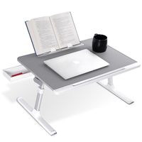 Table de lit pliable multifonctionnelle Aldi, bureau portable pour ordinateur portable avec support, tiroir, ordinateur et livres, angle réglable