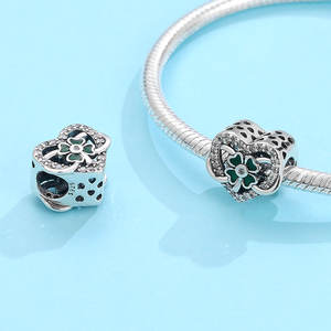Wholesale Plata <strong>Charm</strong> S925 Silver Four Leaf Clover Ladybug Pendant Beads <strong>Charms</strong> for Bracelet Necklace DIY Gift Accessories - Product Image 2