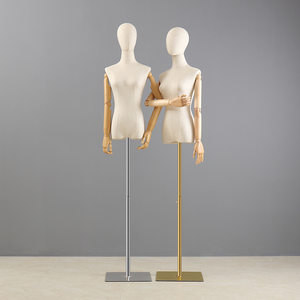 Maniquí de Mujer para Exhibición de Ropa en Tiendas, Maniquí Femenino de Medio Cuerpo en Lino Blanco para Prendas de Vestir - Product Image 5