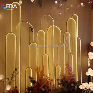 LEDA Modern Gold Wedding Arch <b>Backdrop</b> LED Light Metal Frame Clear Panel Reception Engagement <b>Party</b> Event Stage Decor - Product Image 4
