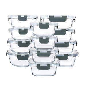 Caja de conservación de vidrio <span class=keywords><strong>Rectangular</strong></span> de grado alimenticio, cuenco de almuerzo con calefacción de microondas sellado especial, tapa Compatible con refrigerador, cocina - Product Image 1
