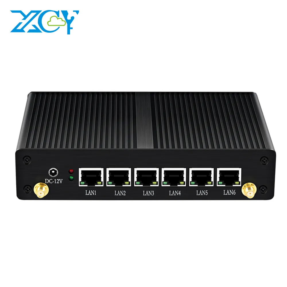 XCY 미니 PC 6 LAN 2955U 이더넷 기가비트 NIC 소프트 라우터 Pfsense 팬리스 방화벽 리눅스 서버