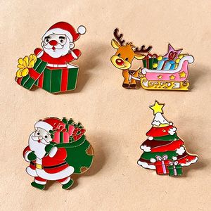 Lencana natal natal Pin kerah boneka salju pohon Natal kaus kaki permen rusa bel kustom Pin Enamel - Product Image 1