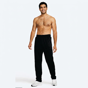 Pantalon large droit personnalisé, coupe ample, en jersey de polyester, pantalon de survêtement pour hommes, pantalon de survêtement ample plissé pour hommes - Product Image 1