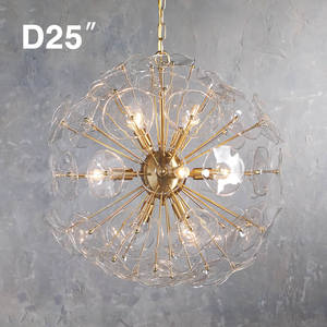 Lampadario Rotondo D43"/34"/25" per Ristorante, Lampada a Sospensione in Cristallo Semplice Moderna di Lusso Stile Nordico a Forma di Soffione per Soggiorno - Product Image 3