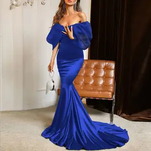 2023 Custom Off Shoulder Prom Dresses Long Gowns For Women Evening Dresses Elegant Satin Luxurious Evening Dresses 2023