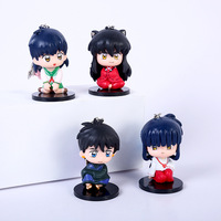 Gantungan kunci patung Anime, patung Inuyasha Sesshoumaru Set tokoh Mini karakter kartun gantungan kunci Figurine 6 buah/Set