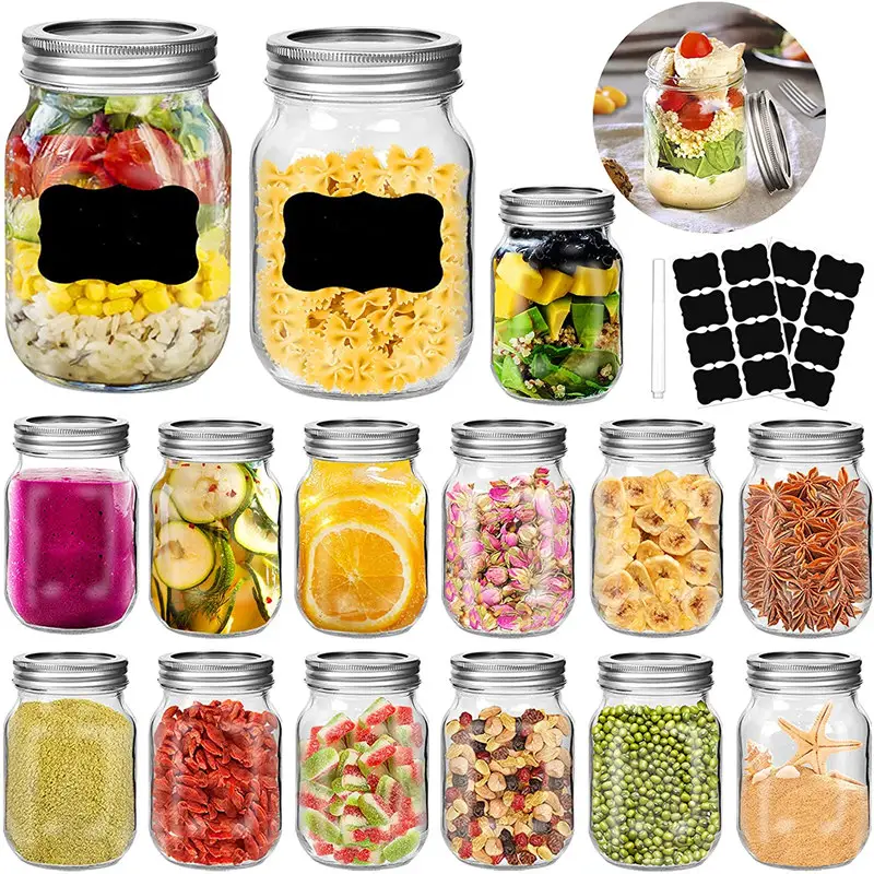 KDG Brand Customized Food Storage 16oz Mason Glass Jars Hot Sale Custom 150ml 300ml 500ml 1000ml glass jars with lids