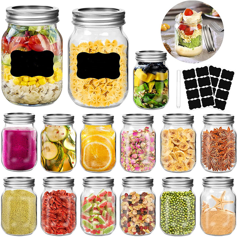 KDG Brand Customized Food Storage 16oz Mason Glass Jars Hot Sale Custom 150ml 300ml 500ml 1000ml Glass Jars with Lids