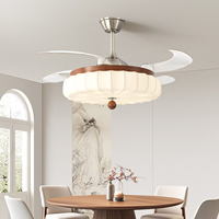 Ventilateur de plafond LED moderne de 42 pouces avec télécommande, rétractable, style vintage, faible consommation d'énergie, vente chaude, tension d'entrée 110V, ABS DC