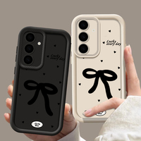 Étui Souple avec Nœud Noir pour Samsung Galaxy A16 A15 A55 A56 A54 A52 A35 A14 A53 A26 5G S25 S24 S23 Ultra S22 Plus S24 FE Housse de Téléphone