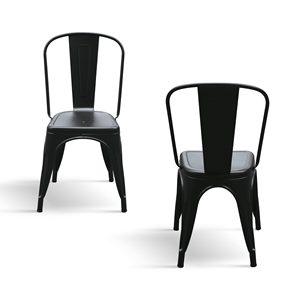 Chaise en métal avec dossier, lot de 4 chaises industrielles noires pour intérieur - Product Image 2