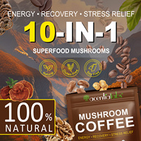 ACENTIALLABS Poudre de Champignons Marque Blanche Anti-Stress Bio 10 Superaliments Champignons Naturels CAFÉ pour Améliorer la Fonction Cérébrale