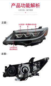 ไฟหน้า LED โคมดำสำหรับ Toyota Camry ปี 12-14 รุ่นตลาดอเมริกา เลนส์ใสแบบโปรเจคเตอร์ ซ้ายขวา คู่ - Product Image 5