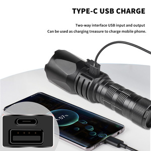 Linterna LED Recargable XHP160 de 30W, Tipo C, Luz Blanca, Largo Alcance, Táctica - Product Image 5