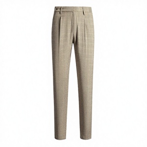 Pantalon homme décontracté en coton plissé à taille basse, coupe droite, longueur cheville, motif floral, tissé froissé, collection automne - Product Image 2