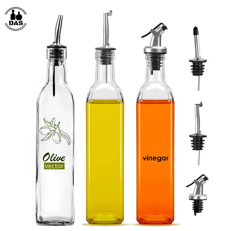 16 oz 500ml Quadratisches Kochglas Olivenöl flasche Gewürz Saude Leere Glases sig flaschen 250ml mit Aus gießer in der Küche