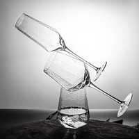 Lot de verres à vin modernes martelés en forme de diamant avec bordure dorée en cristal, réutilisables, pour la vente en gros