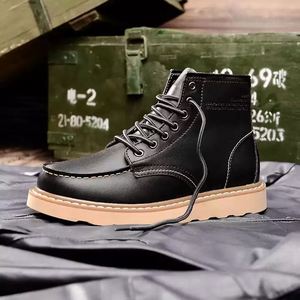 Men's Autumn Winter Genuine Leather Boot Tooling Boot High-top Leather Outdoor Boots - Product Image 3
