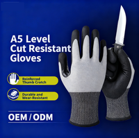 Gants de travail anti-coupure de niveau 5 A5, vente en gros directe d'usine, OEM, confort, ajustement extensible, protection anti-coupure, revêtement en PU noir