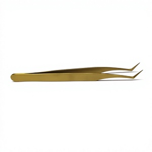 Juku-pince à épiler lisse pour Extension de cils, titane or 12cm L, Simple poignée, vaporeuse, applicateur de cils, en acier allemand - Product Image 1