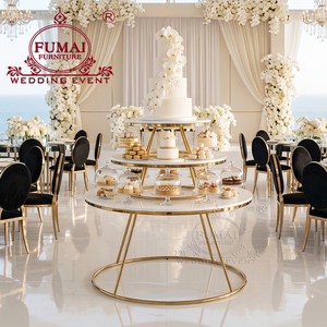 ขาตั้งเค้กแต่งงานสไตล์โมเดิร์นทำจากสแตนเลสสีทอง สำหรับโรงแรม ร้านอาหาร และงานแต่งงานกลางแจ้ง - Product Image 4
