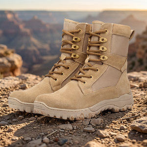Tactical Desert Boots Fast Lacing System 3 Pairs <b>Hooks</b> 4 Pairs Eyelets High Quality Anti Slip Stitches Outsole Front Part Made - Product Image 2