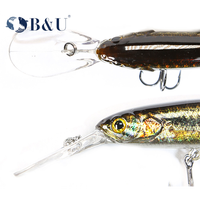 Leurre Minnow en plastique ABS rigide imprimé en 3D B&U JT02 pour la pêche au bar, saumon, tilapia, et zander en eau moyenne/au surface, avec hameçons pour spinnerbait