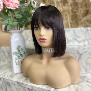 Beauty girl hair – perruques brésiliennes <span class=keywords><strong>bob</strong></span> avec frange, cheveux humains remy longs et soyeux, base en soie, 12 pouces, en stock - Product Image 2