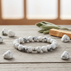 Natural Stone Howlite Stone <b>Beaded</b> <b>Bracelet</b> - Product Image 3