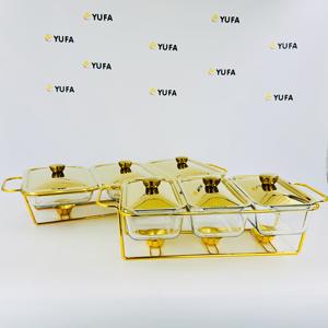 Новая прямоугольная стеклянная Буфетная плита YUFA, серебристая/Золотая <span class=keywords><strong>3</strong></span> соединения, подогреватель для еды, многоуровневой - Product Image 1