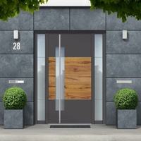 Porte d'entrée principale extérieure haute sécurité, robuste, coupe-vent, en bois et aluminium avec poignée