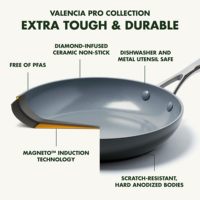 Ensemble de 2 poêles GreenPan Valencia Pro en céramique antiadhésive 20 cm et 26 cm, sans PFAS, avec poignée en acier inoxydable, compatible induction