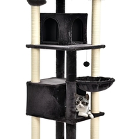 Arbre à chat extra-haut de 74 pouces avec deux condos pour chats, panier suspendu, plusieurs perchoirs et poteaux à gratter en sisal pour intérieur