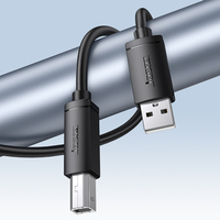 Câble de données USB 2.0 Jasoz 0,5 m noir, charge rapide 3A, type B mâle, tressé, cuivre pur, pour ordinateur, imprimante, scanner, usage bureautique