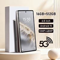 Teléfono Móvil S6 Desbloqueado para Pedidos al por Mayor, Pantalla HD de 6.8 Pulgadas, Android 15, Doble SIM, Gran Almacenamiento, para Juegos, Streaming y Entretenimiento