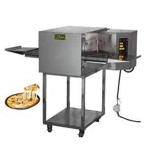 Ticari SS hızlı ısıtma LPG gaz Pizza pişirme fırını konveyör Tortilla yapma makinesi 1150*900*450mm konveyör Pizza fırını